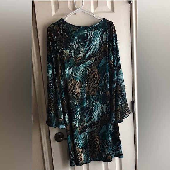 New MSK Animal print Bell sleeve Green multicolor Dress - Picture 7 of 16